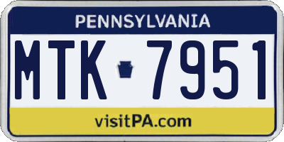 PA license plate MTK7951