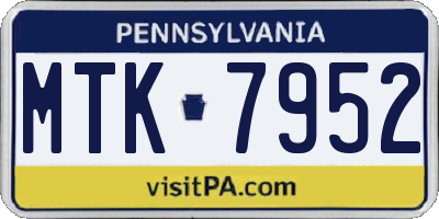 PA license plate MTK7952