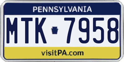 PA license plate MTK7958