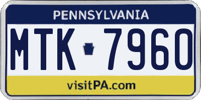 PA license plate MTK7960