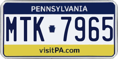 PA license plate MTK7965