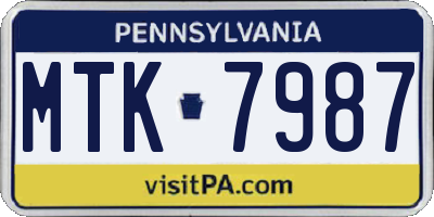 PA license plate MTK7987