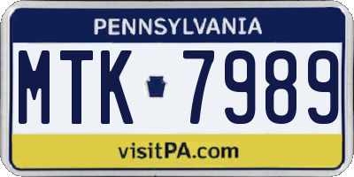 PA license plate MTK7989