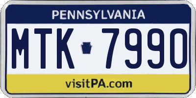 PA license plate MTK7990