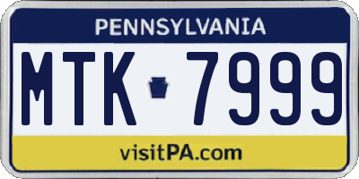 PA license plate MTK7999