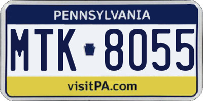 PA license plate MTK8055