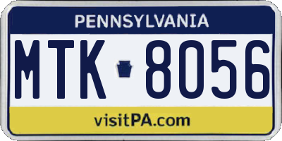 PA license plate MTK8056