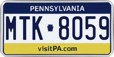PA license plate MTK8059