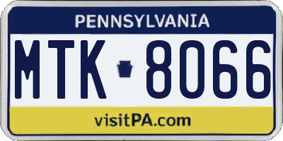 PA license plate MTK8066