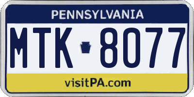 PA license plate MTK8077