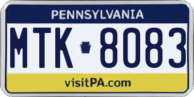 PA license plate MTK8083