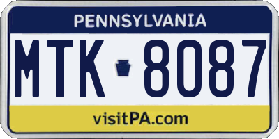 PA license plate MTK8087