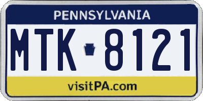 PA license plate MTK8121