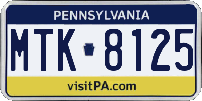 PA license plate MTK8125