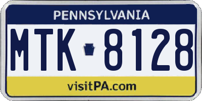 PA license plate MTK8128