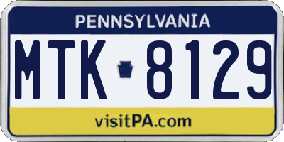 PA license plate MTK8129