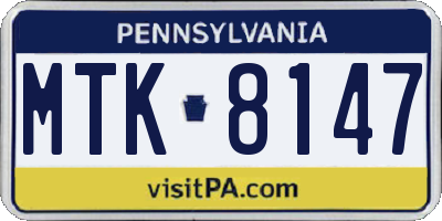 PA license plate MTK8147