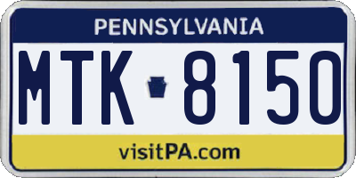 PA license plate MTK8150