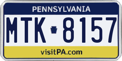 PA license plate MTK8157