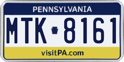 PA license plate MTK8161