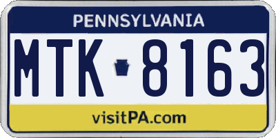 PA license plate MTK8163