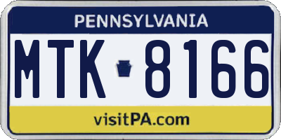 PA license plate MTK8166