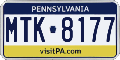 PA license plate MTK8177