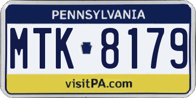 PA license plate MTK8179