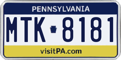 PA license plate MTK8181
