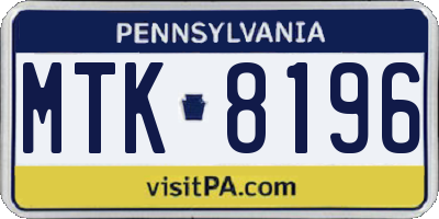 PA license plate MTK8196