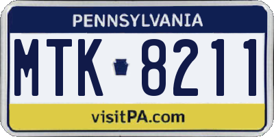 PA license plate MTK8211