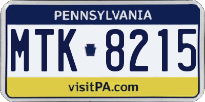 PA license plate MTK8215
