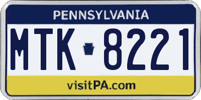 PA license plate MTK8221