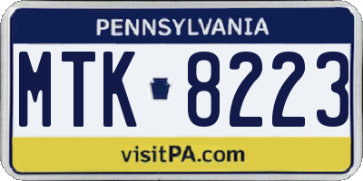 PA license plate MTK8223