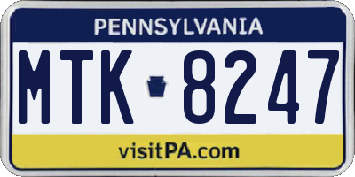 PA license plate MTK8247
