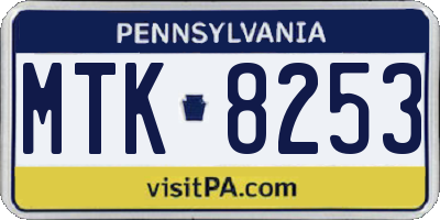PA license plate MTK8253