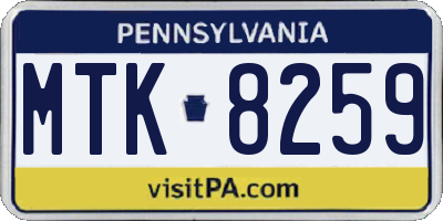 PA license plate MTK8259