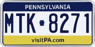 PA license plate MTK8271