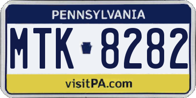 PA license plate MTK8282
