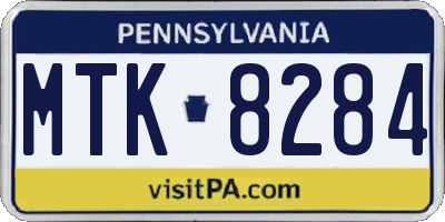PA license plate MTK8284