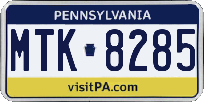 PA license plate MTK8285