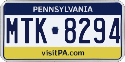 PA license plate MTK8294