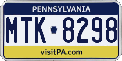 PA license plate MTK8298