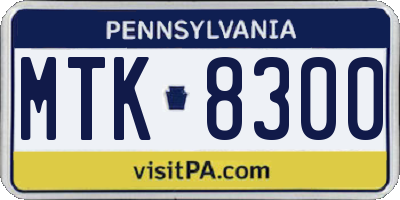 PA license plate MTK8300
