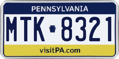 PA license plate MTK8321