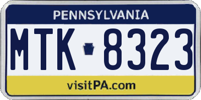 PA license plate MTK8323