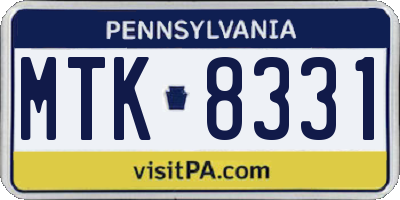 PA license plate MTK8331