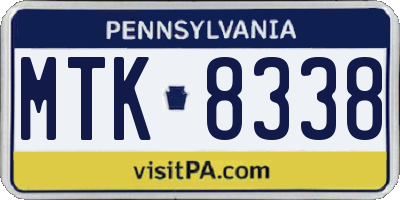 PA license plate MTK8338