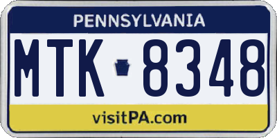 PA license plate MTK8348