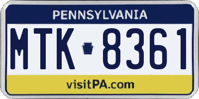 PA license plate MTK8361